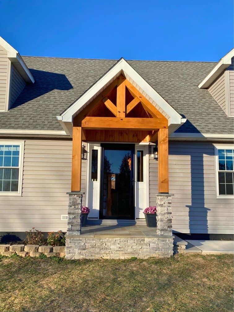 new portico addition to an existing house